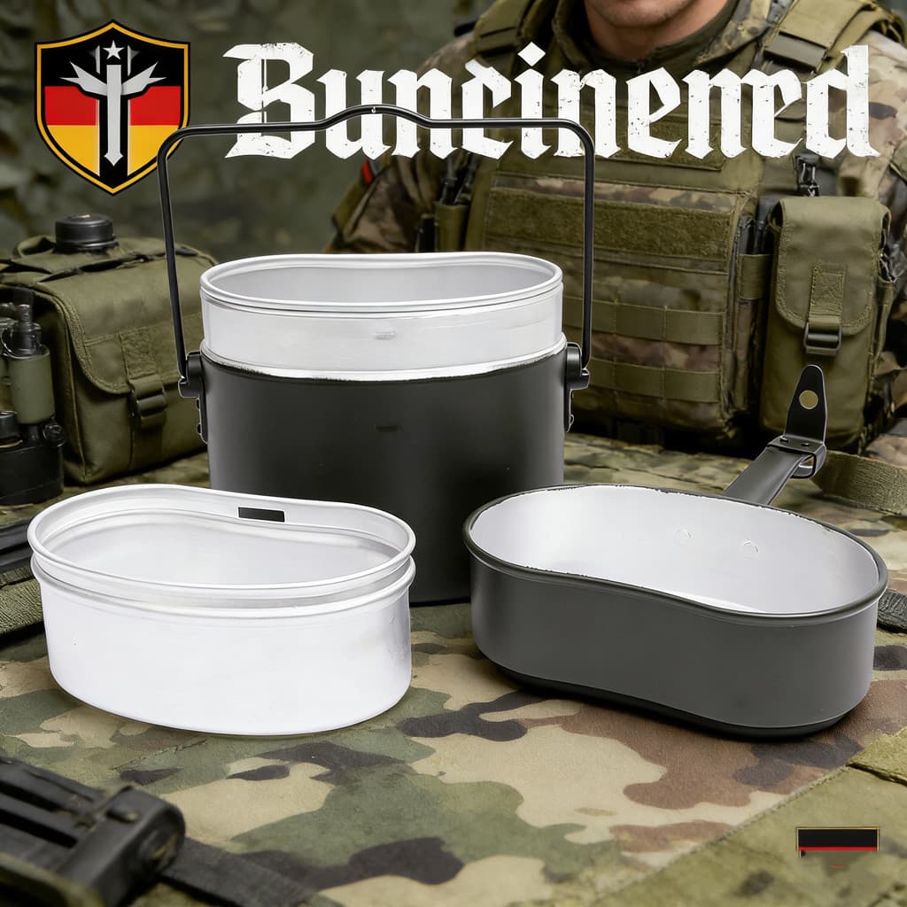 Lancheira portátil alemã, conjunto de três peças, lancheira, viagem ao ar livre, ventilador militar, piquenique, lanchei