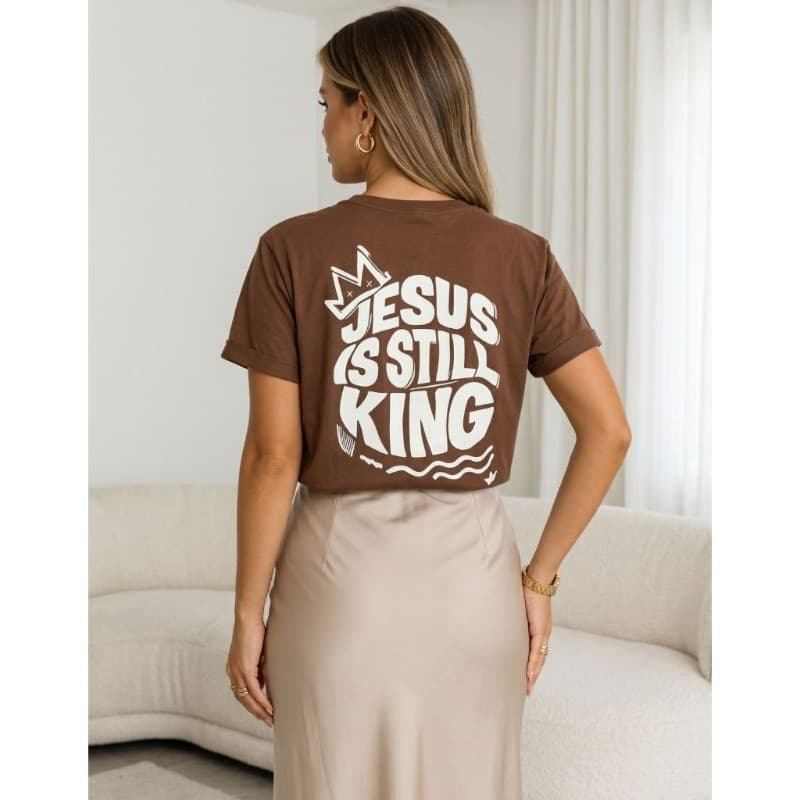 Camiseta Cristã Feminina Blusa Estampada Jesus 100% Algodão Premium Oversized Leve Envio Imediato