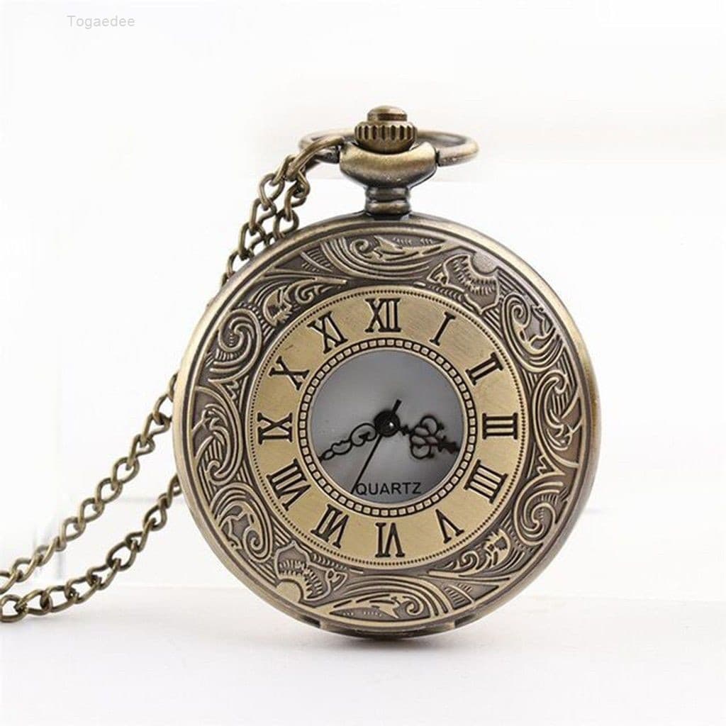 Relógio de Bolso Vintage Steampunk de Quartzo com Números Romanos
