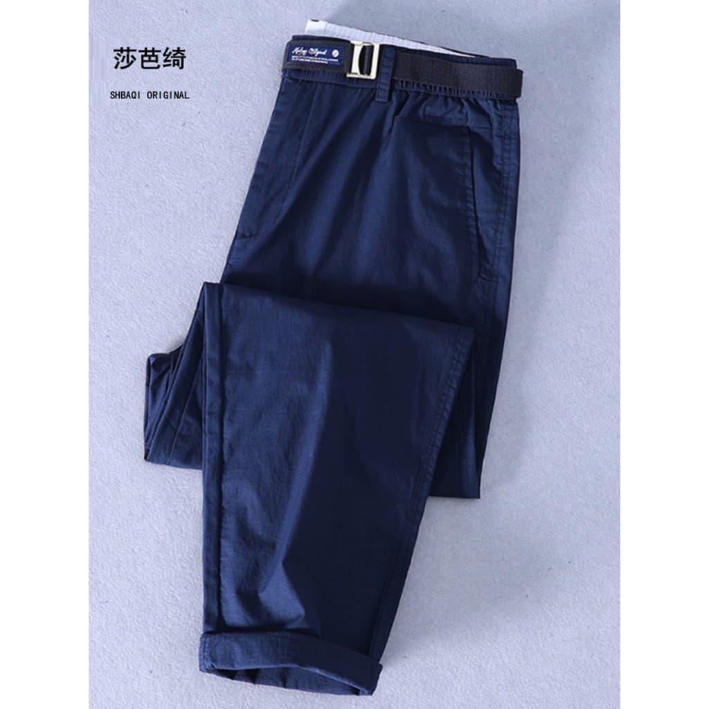 Sabaqi fino elástico cintura fivela cinta calças casuais moda masculina na moda calças xadrez juventude cor sólida torno