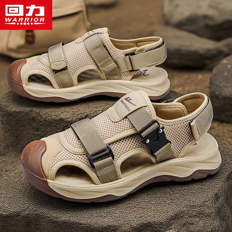 Puxar para trás sandálias masculinas verão respirável antiderrapante sola macia dedo do pé esportes casuais sapatos de p