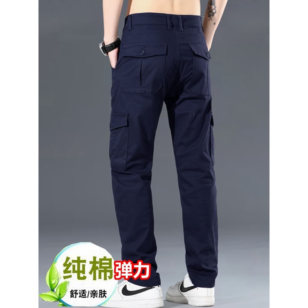 Calças masculinas estilo verão solto calças de perna reta macacão Multi-saco calças casuais juventude calças esportivas