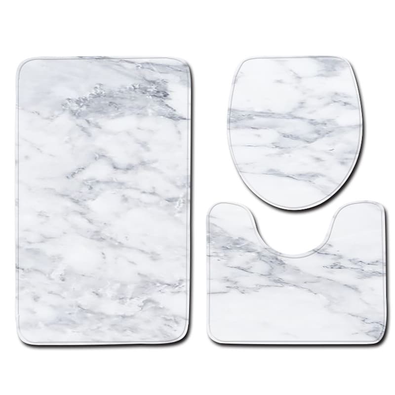 2023 novo estilo moda casa textura Natural mármore toalete conjunto de três peças tapete porta do banheiro quadrado
