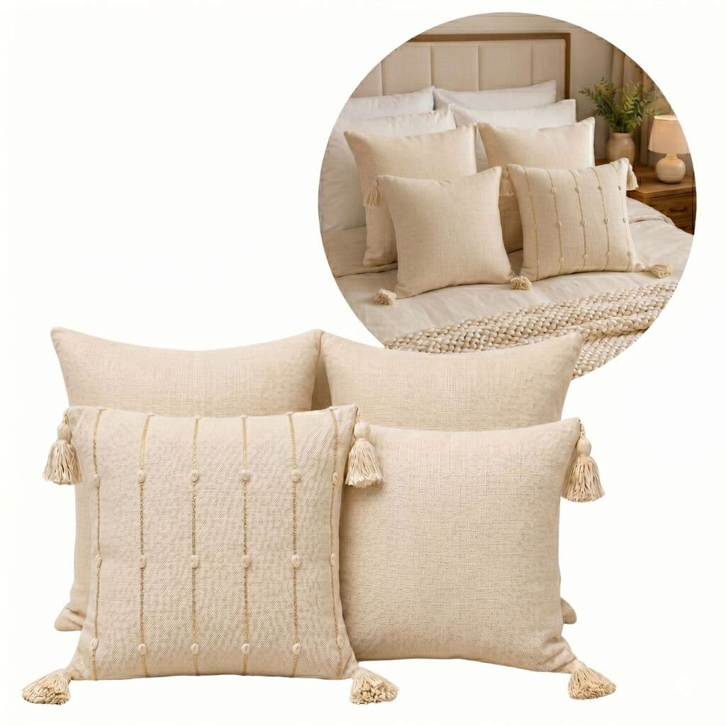 Kit 4 Almofadas Decorativas 45x45 Lona Panamá Cru Moderna
