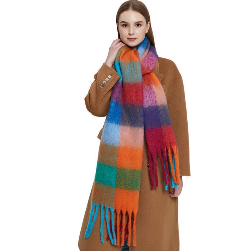 Luxo Cashmere Brilhante Cores Sólidas Cachecol Feminino Inverno Xale E Envoltório Bandana Pashmina Borla Foulard Coberto