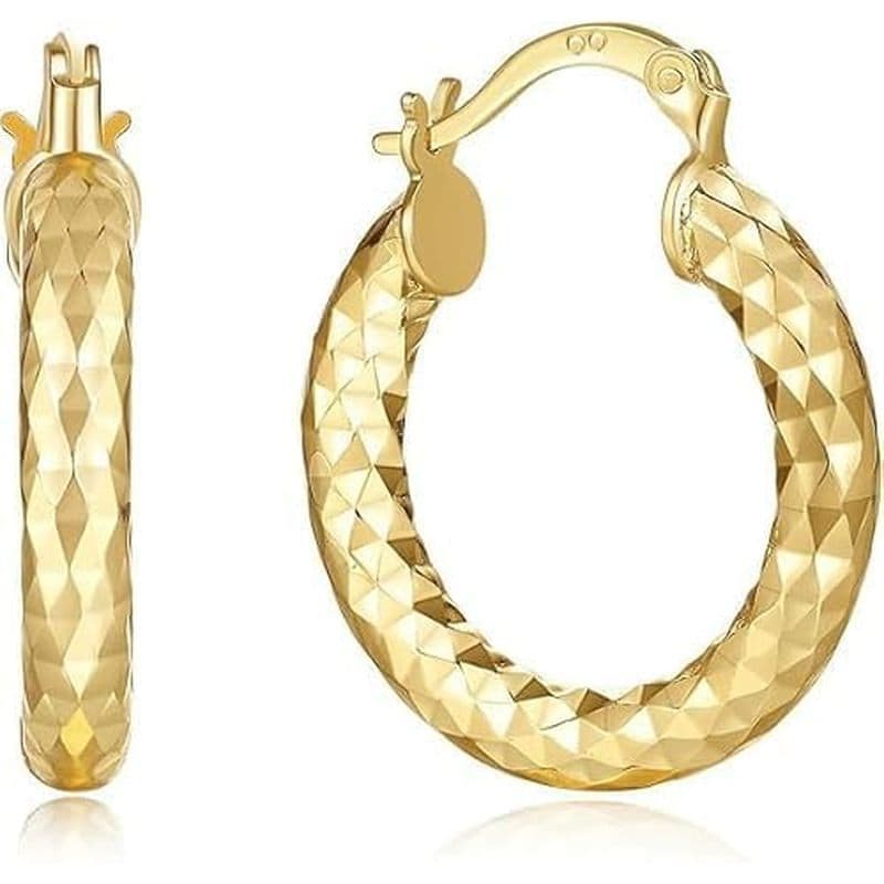 Brincos De Argola De Ouro 14K , Para Mulheres , Textura De Rugas , Brinco Feminino Hipoalergênico
