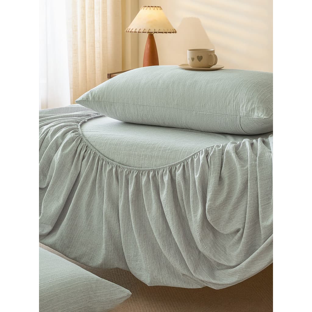 Lençol de cama de cânhamo lavável, cor sólida, lençol com tudo incluído, pode dormir, máquina nua, lavável, colchão prot