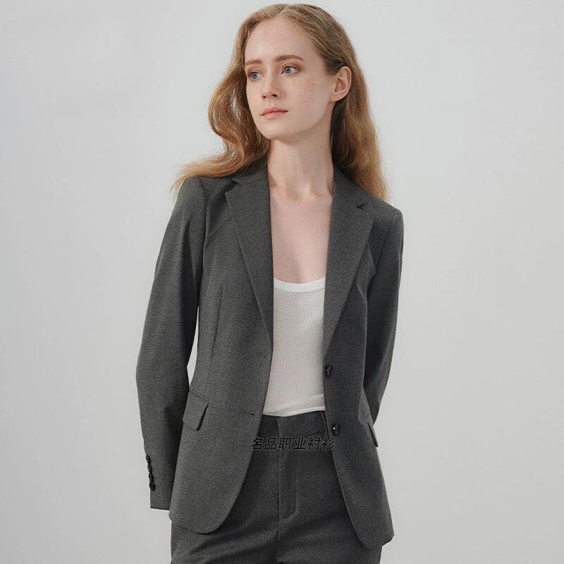 Moda de alta qualidade profissional feminino terno jaqueta fino-ajuste não-ferro Formal Wear preto estiramento terno mac