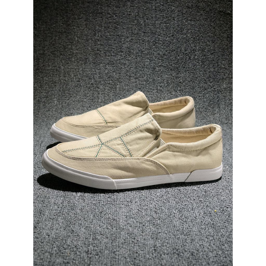 Sapatos de lona masculinos primavera outono respirável deslizamento-em tênis casuais sola macia preguiçoso desodorante v
