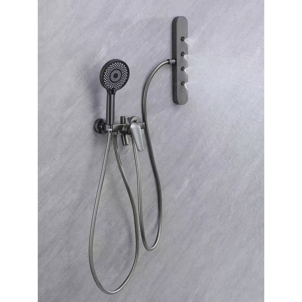 Preto banheira chuveiro torneira conjunto de chuveiro quente e frio toda válvula mistura cobre chuva Sprinkler torneira