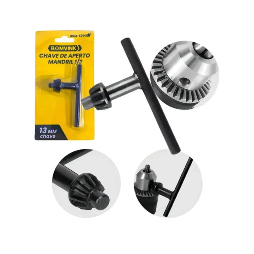 Chave de Aperto para Mandril 1/2" 13mm com 12 Dentes | Chave para Furadeira