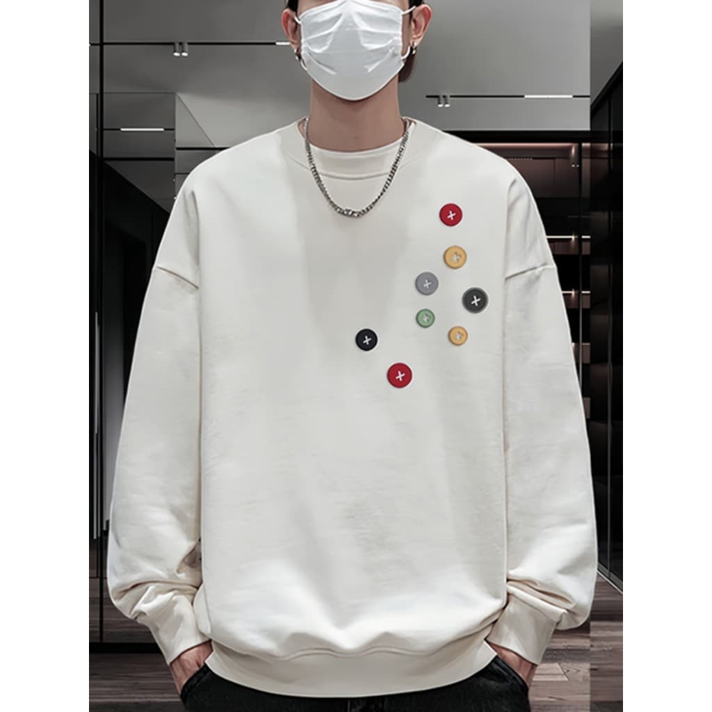 Inverno estilo Hong Kong Casual pulôver pesado moletom masculino impressão criativa All-Match na moda em torno do pescoç