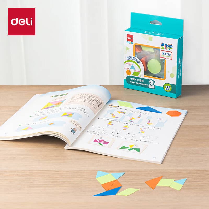 Conjunto de peças geométricas poderosas Livro didático de primeira segunda série Recomendação síncrona do professor Ilum