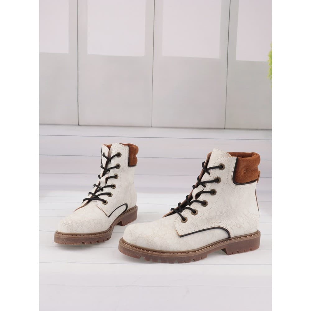 Couro de vaca rachado couro genuíno cor combinando dedo do pé redondo rendas sapatos femininos de salto baixo botas femi