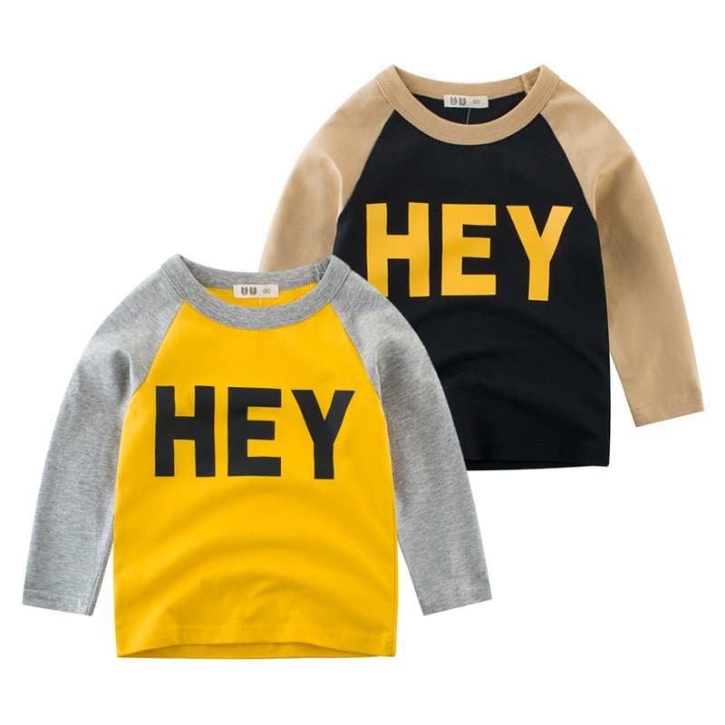Camiseta infantil de manga comprida algodão puro 2026 roupas infantis primavera novos produtos bebê manga comprida Tops