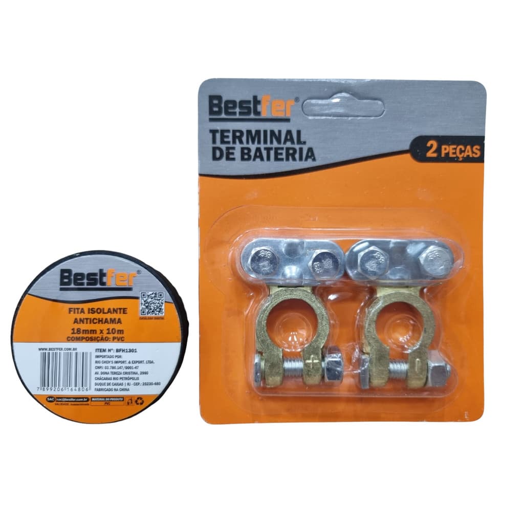 Kit Terminal Bateria (Par)  e Fita Isolante Bestfer