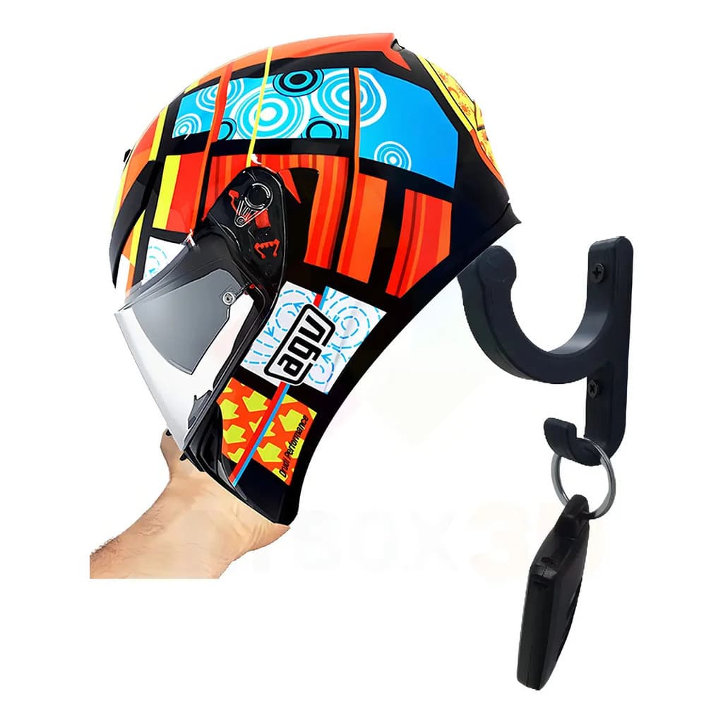 Kit 4 Suporte De Parede Para Pendurar Capacete E Acessórios Cor Preto Desenho Tamanho do capacete Universal