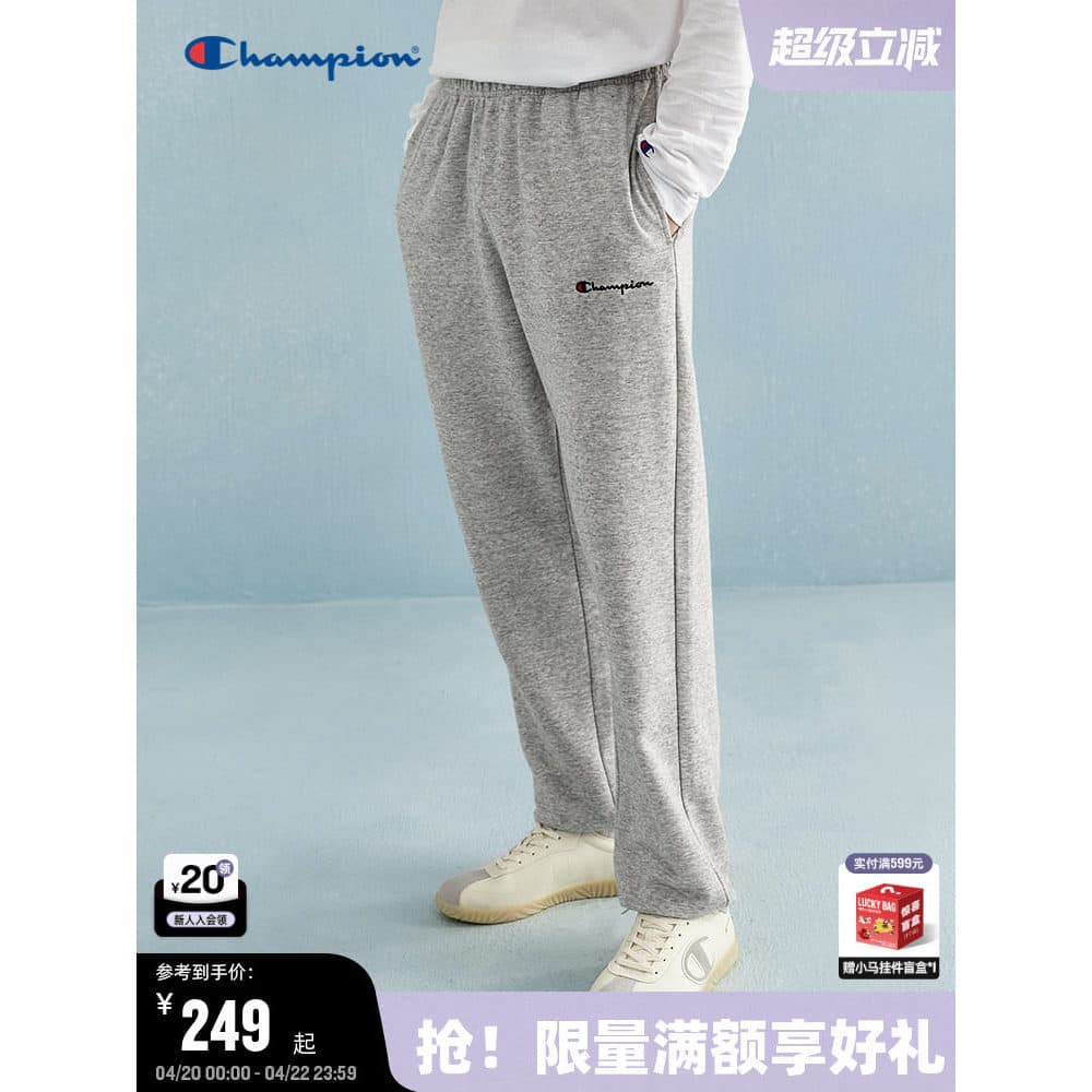 Campeão campeão Leggings Sweatpants masculino primavera outono novo estilo bordado logotipo cursivo cinza calças feminin