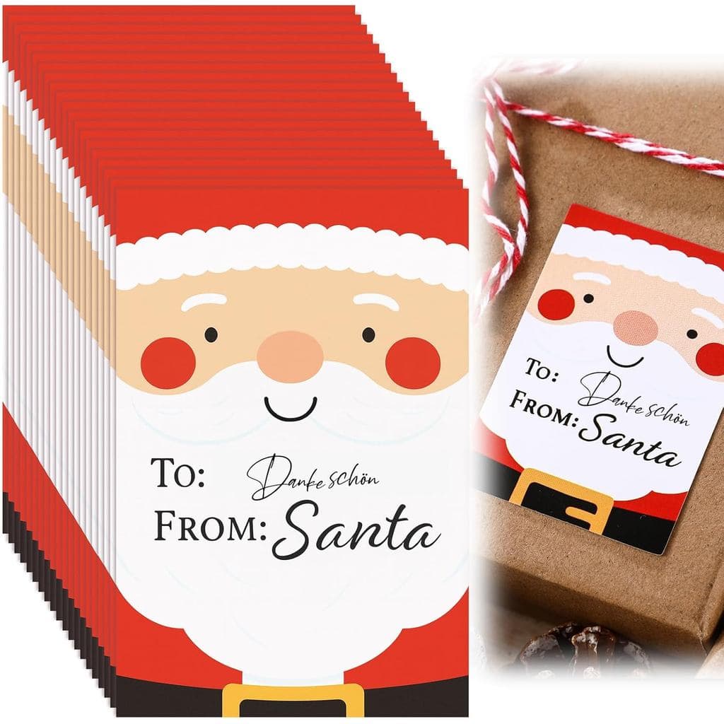 Kosiz 100 Peças de Adesivos de Etiquetas de Presente do Papai Noel, Adesivos de Etiquetas de Natal Personalizadas, Etiqu