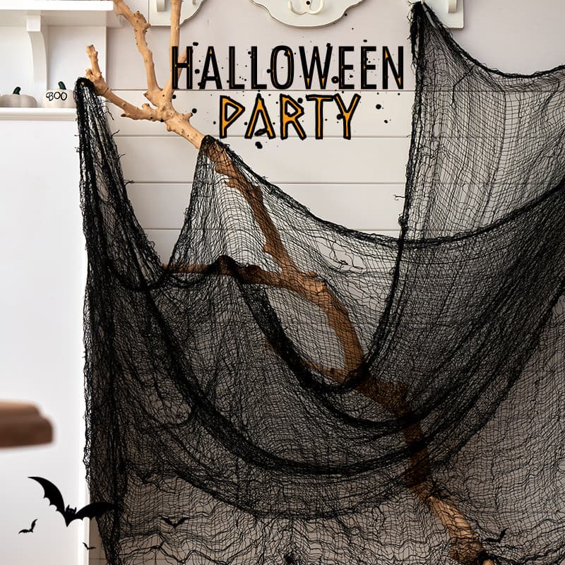 Halloween noite pano quebrado gaze preta barra Shopping loja adereços decorações cena de terror Layout ornamentos
