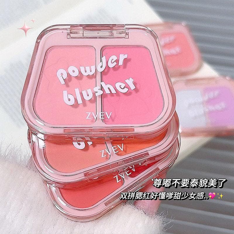 ZVEV bochecha cor duas cores Blush fosco Natural não voador pó segurar maquiagem renderização de cor ajuste reparação at