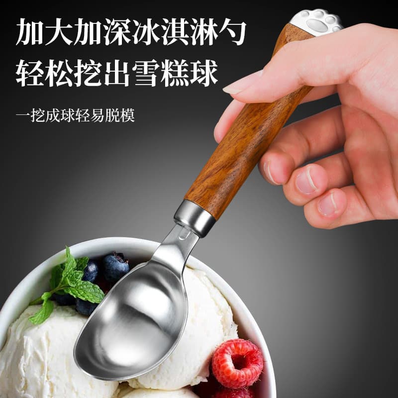 Novo estilo de aço inoxidável colher de sorvete colher de bolo pá de jacarandá lidar com cozinha cozinhar pá fabricante