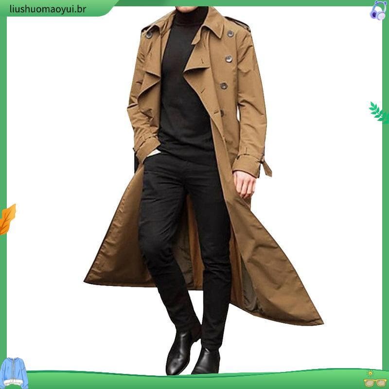 Casaco De Bolso Lateral De Moda Outono Trench Coat Duplo Peito