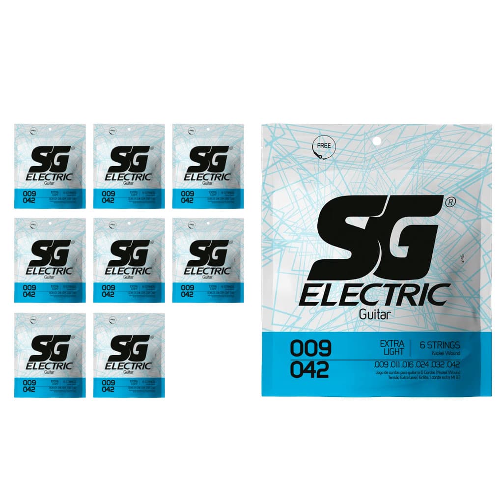 Kit 9 Encordoamento P/Guitarra 009  Extra Leve SG