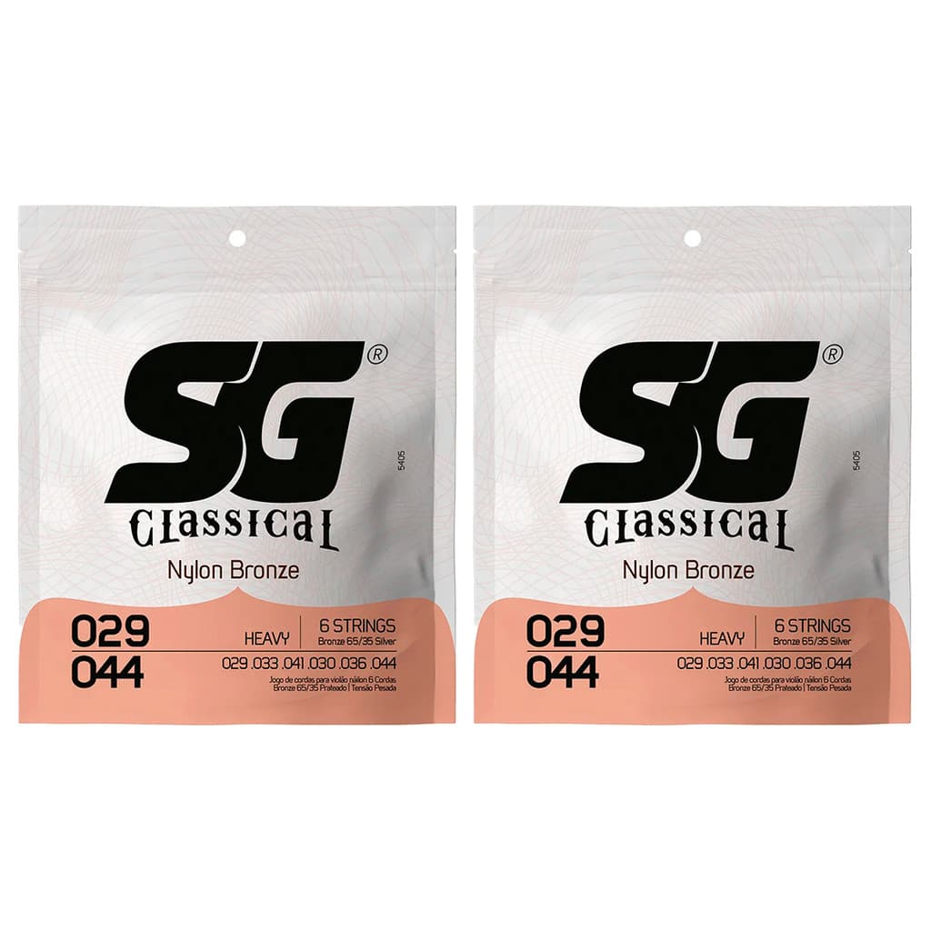 Kit 2 Encordoamento P/Violão Nylon Bronze SG Tensão Alta
