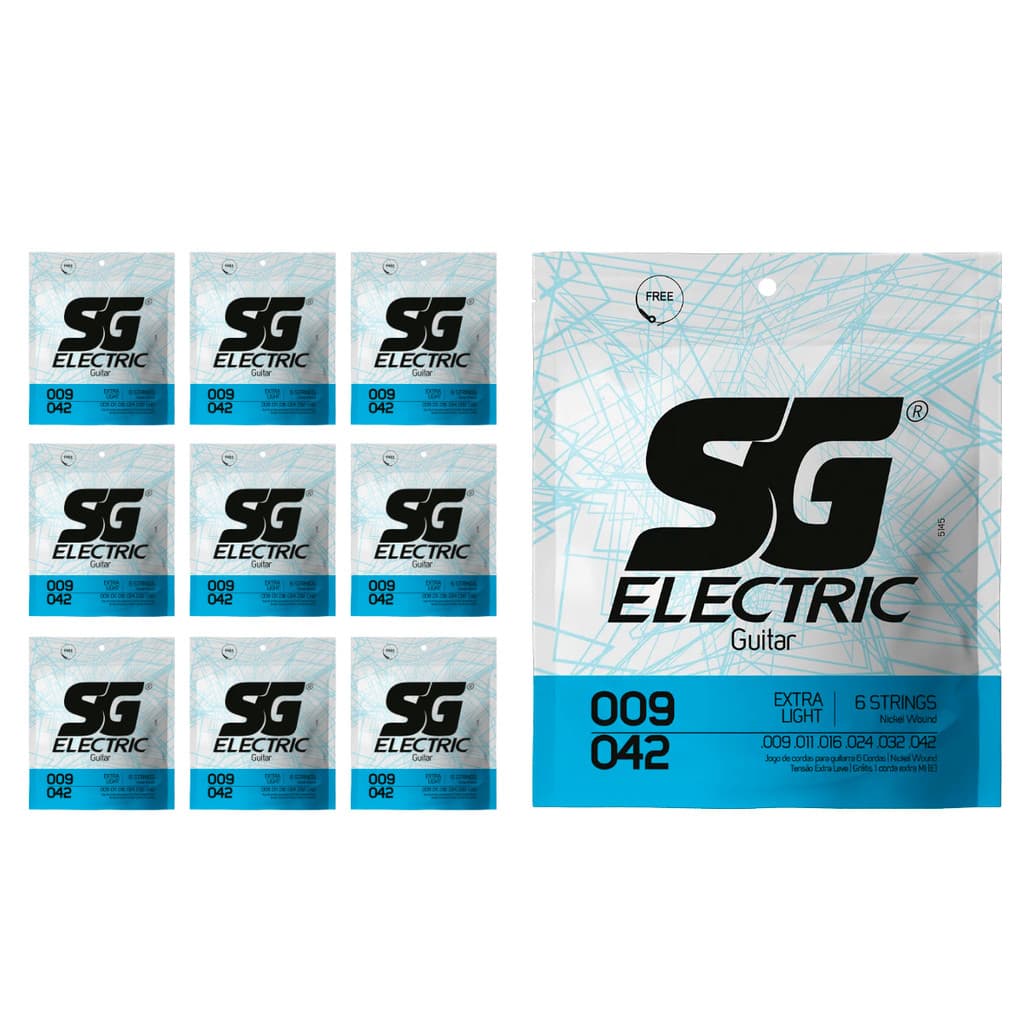 Kit 10 Encordoamento P/Guitarra 009  Extra Leve SG