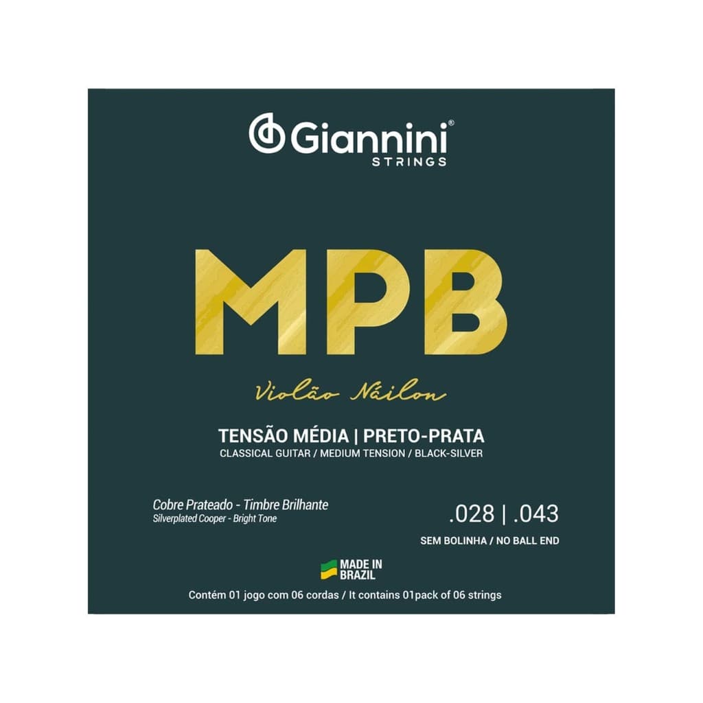 Encordoamento Giannini P/violão Nylon Preto/prata Genwbs