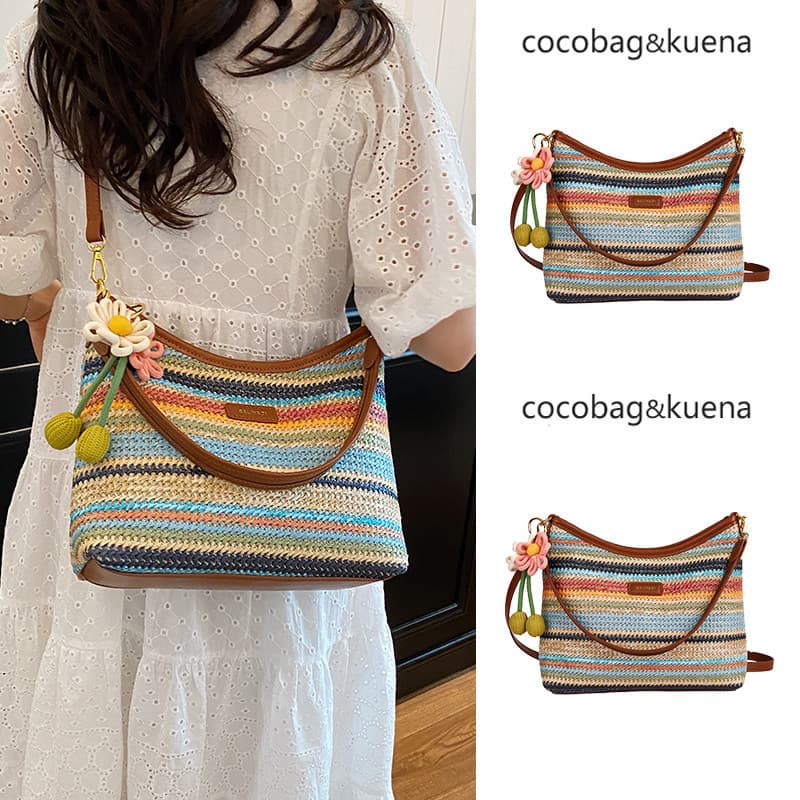 Bolsa bolsa feminina Verão à beira-mar férias praia tecido saco de palha tecido feminino 2026 novo estilo grande capacid