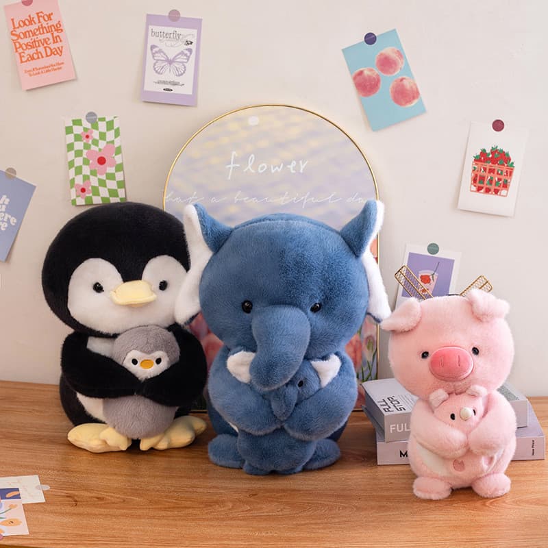 Beijo bebê bonito animal de estimação boneca pinguim rosa porco elefante crianças presentes Muppet boneca japão coreia b