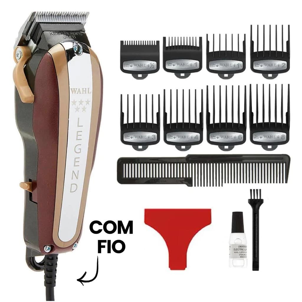 Máquina de Cortar Cabelo Profissional Wahl Legend Com Fio 8 Pentes