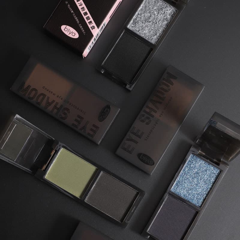 Maquiagem biya biya legal pó tinta paleta de sombras de duas cores perolado fosco estroboscópio baixa saturação cor terr