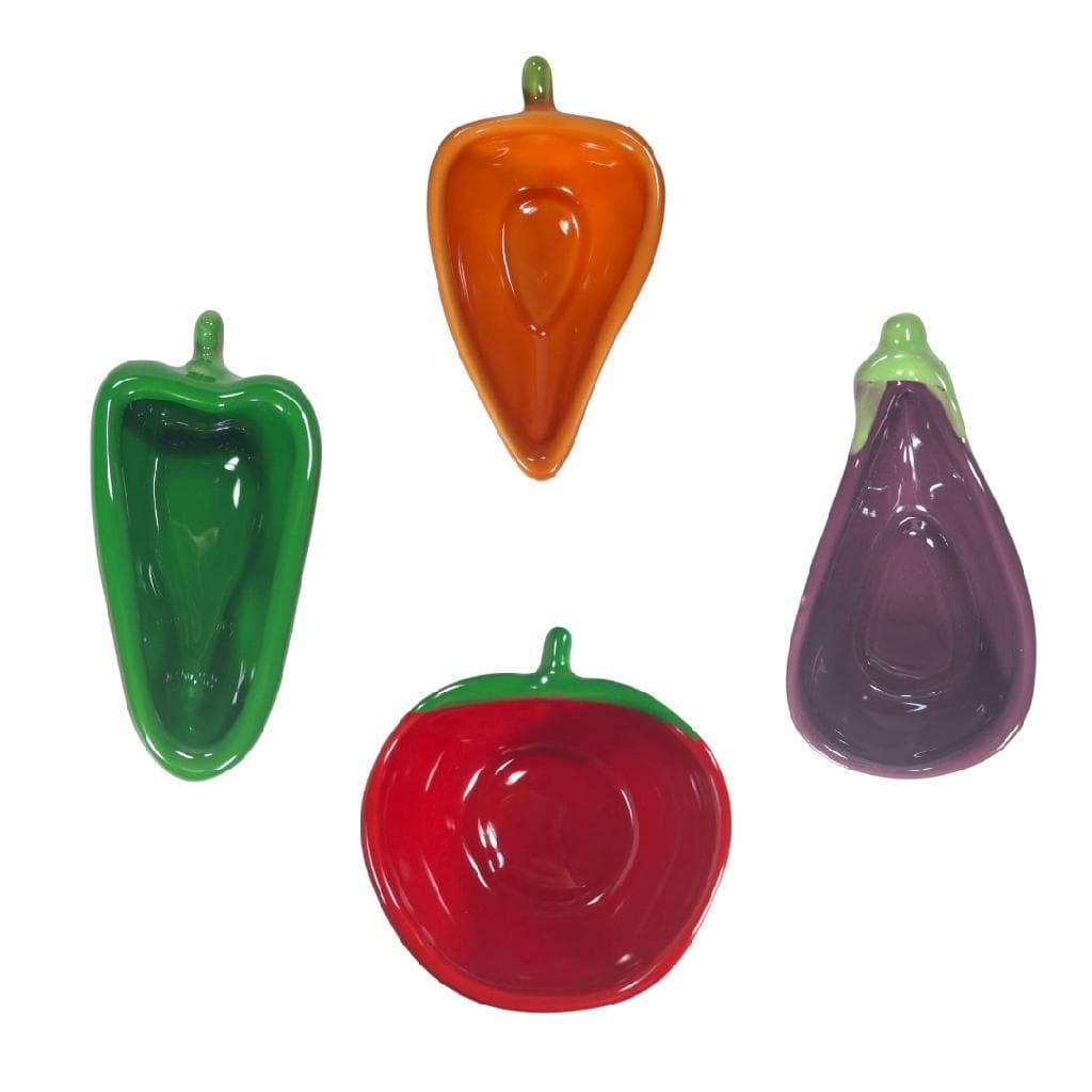 Kit 4 Mini Bowls Molheira Cerâmica Formato Legumes Silveira Mesa Posta Petisqueira