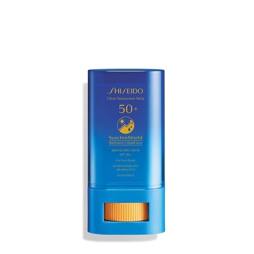 Shiseido Clear Sunscreen Stick SPF 50+ - Protetor Solar Facial de Amplo Espectro Invisível - Pode ser usado sob e sobre