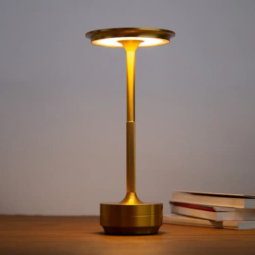 Luminária De Mesa Led 2000 Mah Touch Dimmer Usb Recarregável Dourado 127/220v Dourado