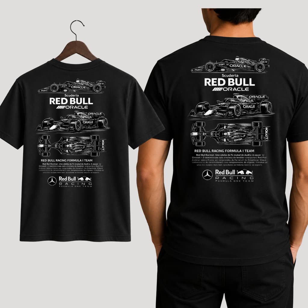 Camiseta Red Bull F1 - Coleção de Corrida Algodão Alta Qualidade