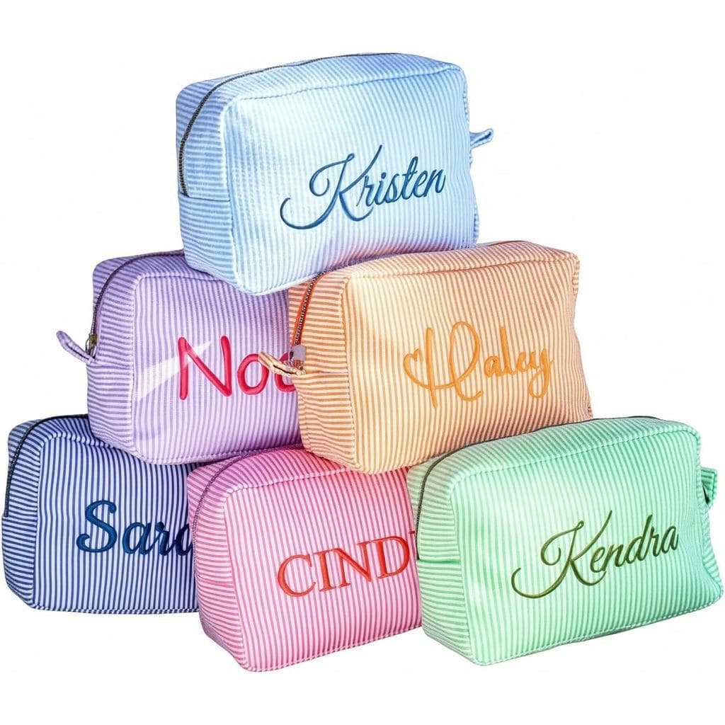 Bolsa de Maquiagem Personalizada com Nome Bordado para Mulheres, Bolsa de Viagem Personalizada para Cosméticos e Artigos