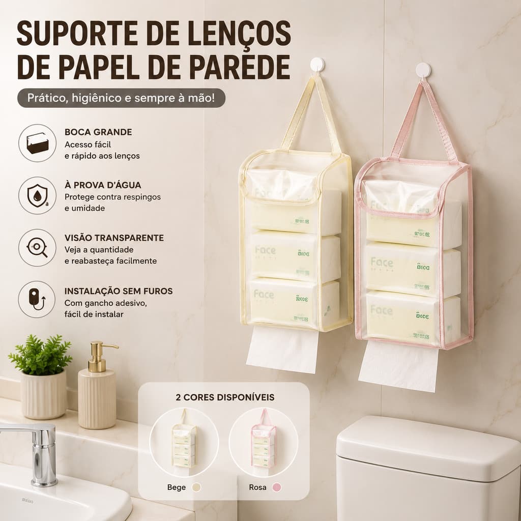 Porta Papel Higiênico Impermeavel Grande Capacidade Abertura Larga Anti Sujeira Visibilidade Interna Robusto e Funcional