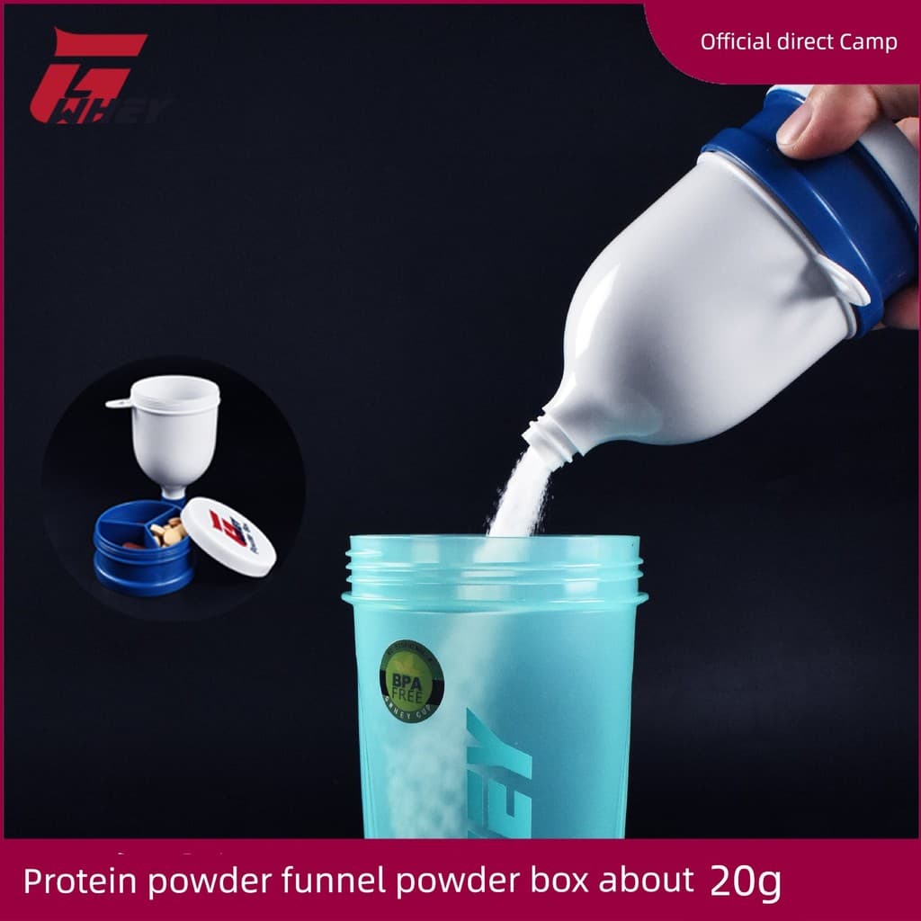 GWHEY proteína em pó funil caixa de pó 120g Fitness Shaker copo plástico portátil suplemento garrafa cápsula Sub-embalag
