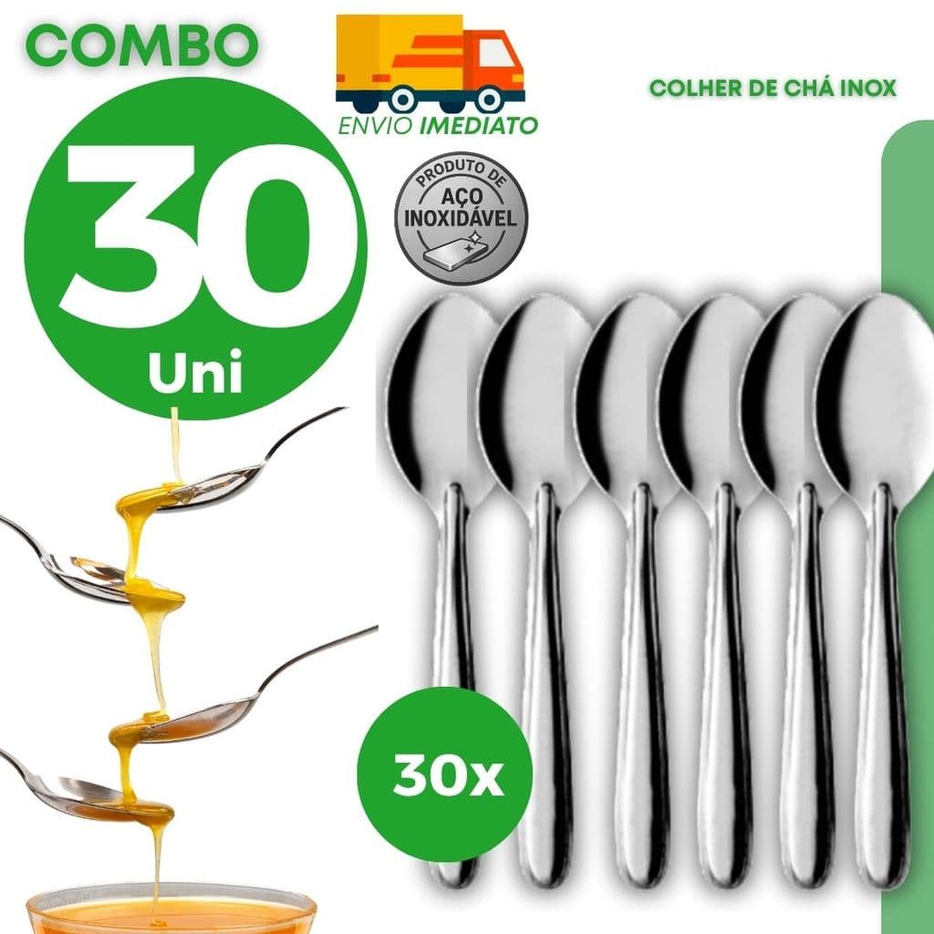 Jogo Colher Chá Profissional Inox Café Sobremesa Casa Família Açúcar Mel Resistente Elegante