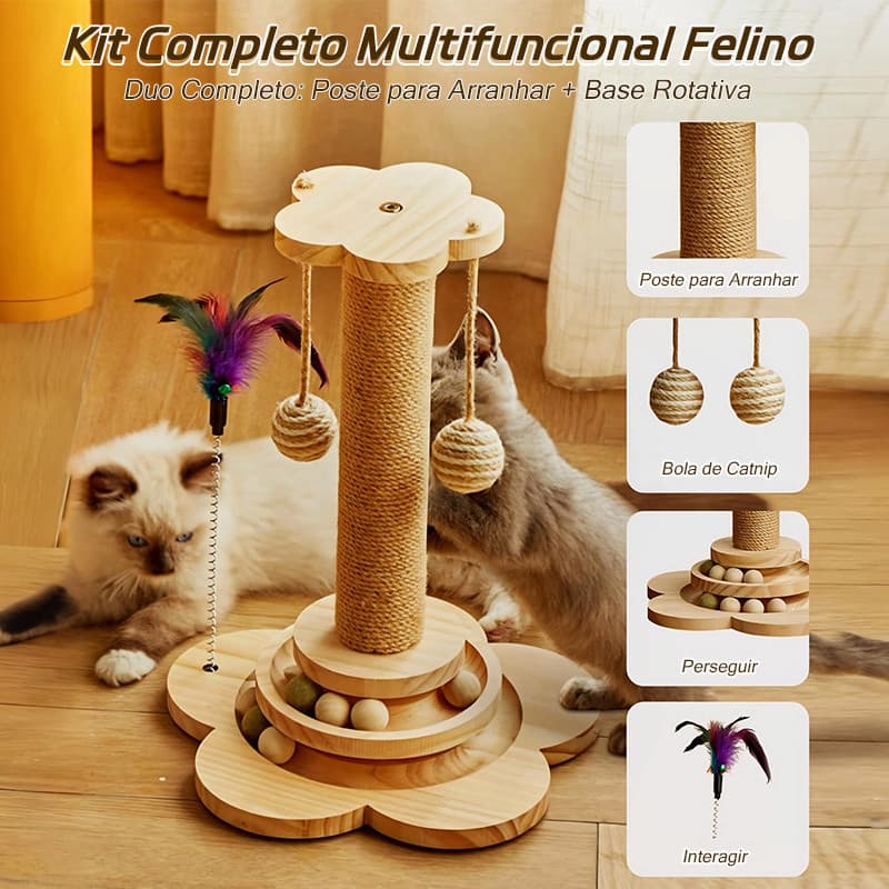 Arranhador Para Gatos Material De Sisal Com Bola Para Animais De Estimação E Provocador Para Gatos Brinquedo Para Gatos