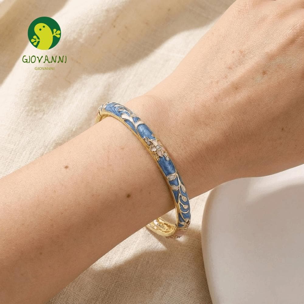 Pulseira De Flor GIOVANNI , Cloisonne Vintage Tradicional Colorida Mão Feminina Esmaltada Étnica