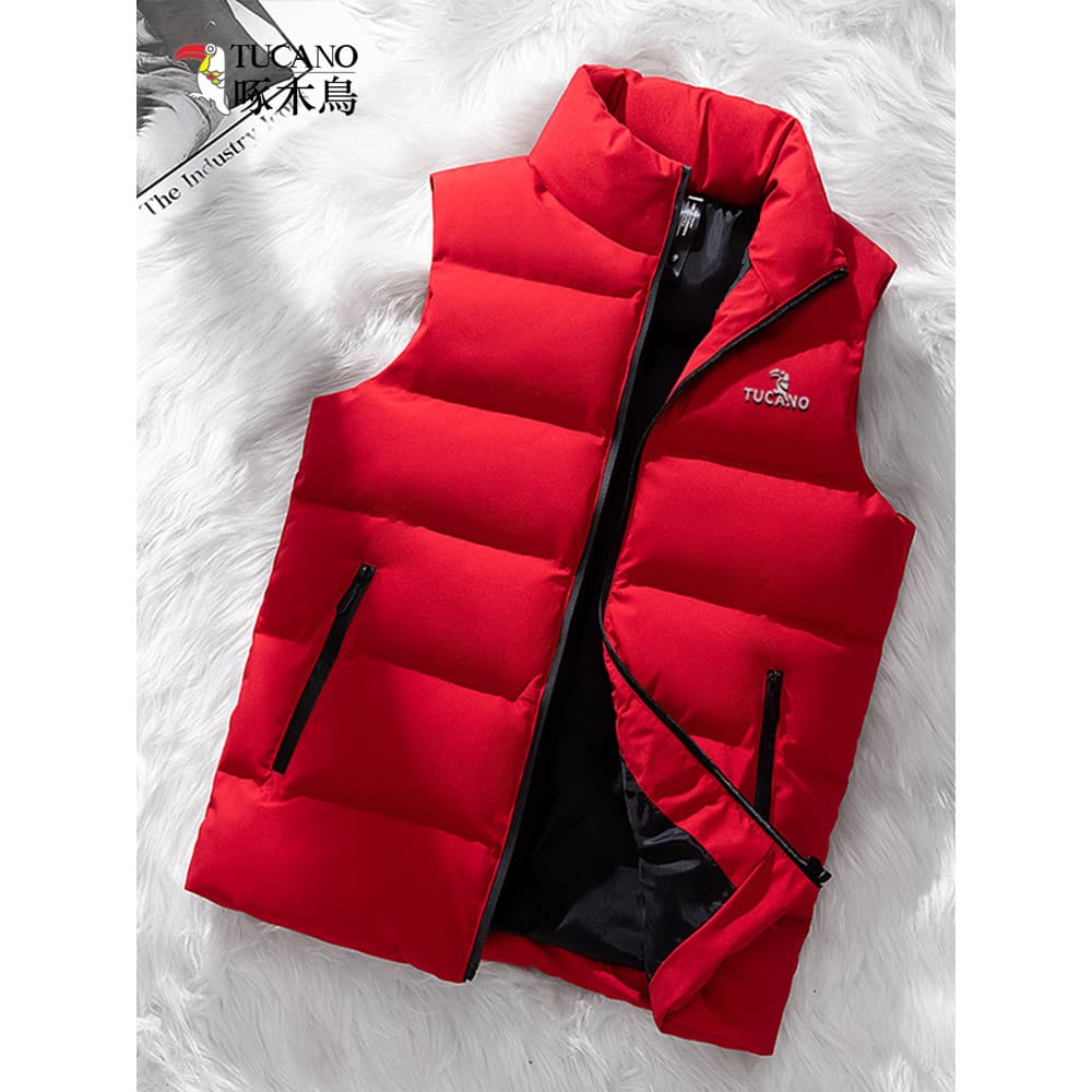 Woodpecker outono inverno algodão masculino colete gola exterior usar colete engrossado quente colete solto jaqueta