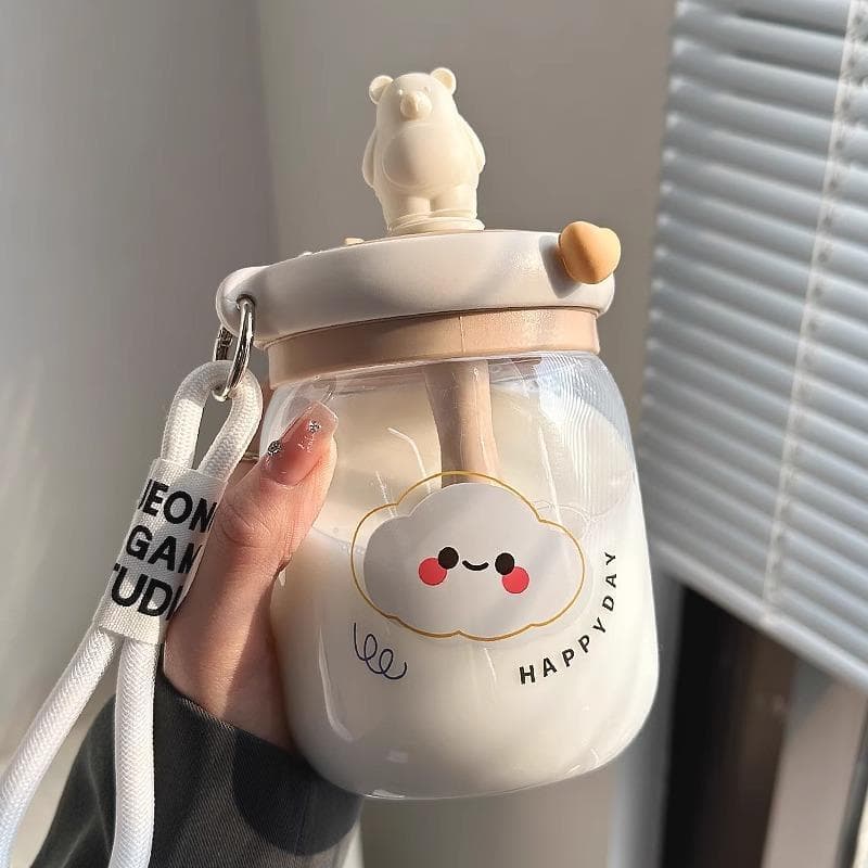 Copo de água menina de alto valor bonito palha copo de mistura das crianças dupla boca potável resistente a choques escr