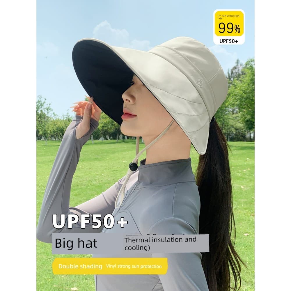 boné feminino bone feminino Chapéu de sol de aba grande feminino verão 2025 novo estilo vinil guarda-sol balde chapéu c