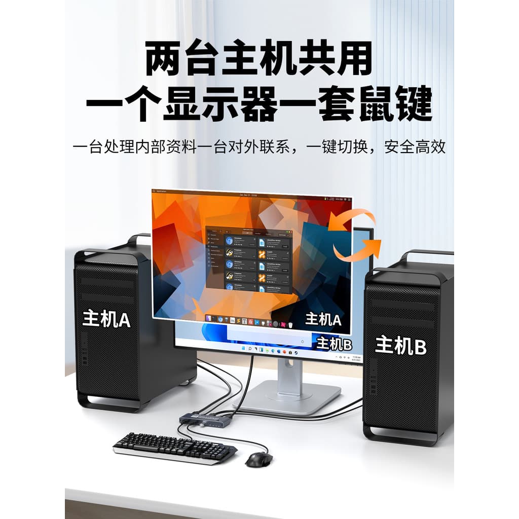 Youlian kvm Switch hdmi2.1 Dois em um para fora Um conjunto Teclado Mouse Controle Dois computadores 2 Host duplo Compar