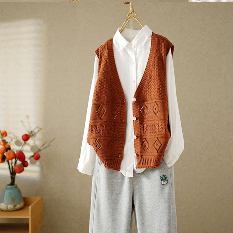 Literário Retro colete de malha feminino Cardigan primavera 2025 Design solto nicho camisola colete feminino colete exte